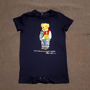 Ralph Lauren Polo Bear Onesie, Navy Blue, Size 6 Months